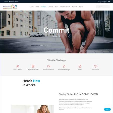 Screenshot of a fitness challenge website with a man tying running shoes