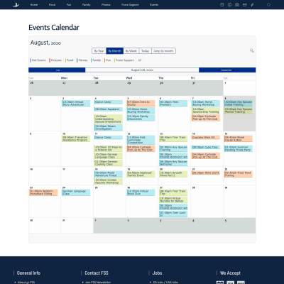 Screenshot of an events calendar interface
